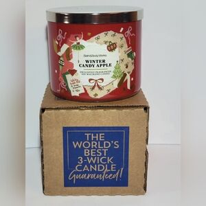 New Bath & Body Works Winter Candy Apple 3 Wick Candle